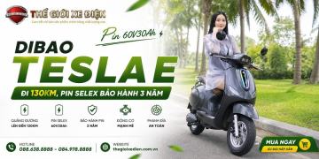 Dibao Tesla E Pin 60V30Ah: Đi 130km, Pin Selex Bảo Hành 3 Năm