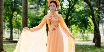 NTK Trung Beret chọn Quán quân Nguyễn Bảo Ngọc làm “nàng thơ” trong thiết kế áo dài độc bản